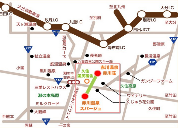 MAP :: 久住高原に湧く秘湯 赤川温泉赤川荘の写真(大分県竹田市)